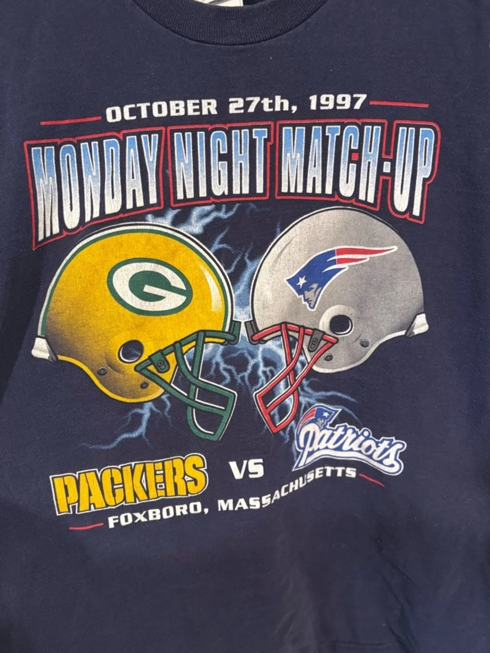 Vintage Monday Night Match-Up Packers vs Patriots Graphic Tee